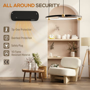 2000W Wall Mounted Ceramic Heater With Fan And Adjustable Thermostat For Home Use, Black