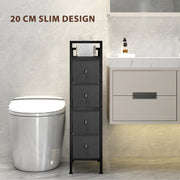 Slim 4 Drawer Fabric Storage Cabinet with Steel Frame for Small Bedrooms Black AOSOM
