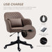 Brown Microfibre Office Chair With Massage Lumbar Pillow and Wheels by Vinsetto