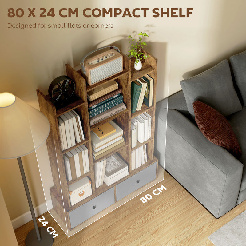 12 Shelf Storage Unit With Drawers For Home Office Or Bedroom Organisation Brown AOSOM