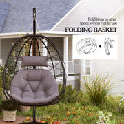 Grey Hanging Egg Chair with Stand and Cushion for Garden Patio and Balcony by Outsunny