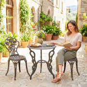 Metal Bistro Set for 2 with Umbrella Hole Ideal for Garden or Patio, Bronze Tone Outsunny