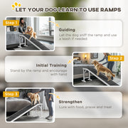Pet Ramp for Dogs with Non Slip Carpet and Top Platform Ideal for Cars and Beds White and Grey AOSOM