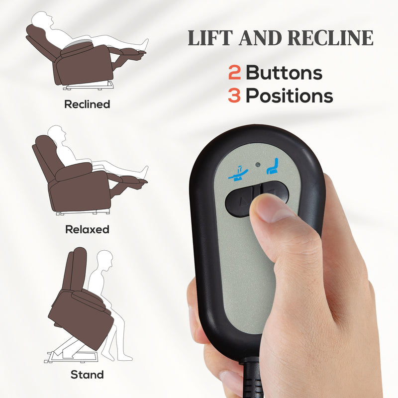 Electric Riser Recliner Chair With 70 Degree Tilt And Faux Leather Upholstery, Dark Brown