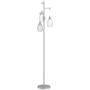 Silver 3 Light Industrial Floor Lamp 170cm Dimmable Steel Shades for Lounge or Bedroom by HOMCOM