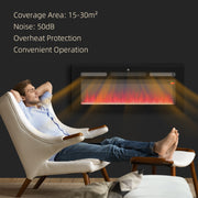 102cm Electric Wall Mounted Fireplace With Remote Control And 9 Flame Colours, Black