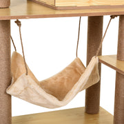 Cat Tree with Hammock and Scratching Posts for Indoor Cats to Play and Rest Yellow AOSOM