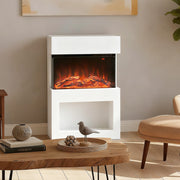 Electric Fireplace with 3D Flame Effect and Remote Control for Living Room Heating White