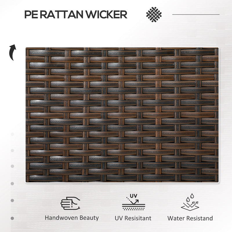 Brown Rattan Two Seater Garden Chair with Built In Table for Patio or Balcony Use