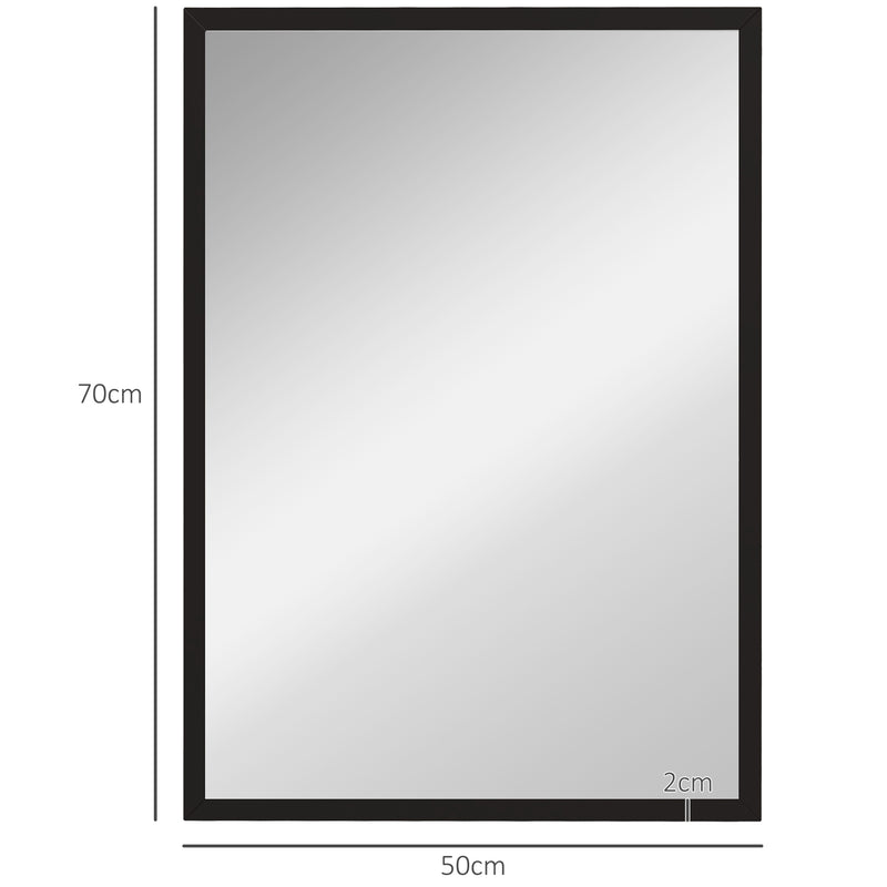 Wall Mounted Bathroom Mirror 70 x 50 cm With Stylish Frame For Hallway Or Bedroom Black