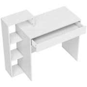 Compact Computer Desk with Shelves and Drawer for Small Spaces White AOSOM