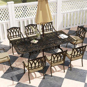 Nine Piece Cast Aluminium Garden Dining Set Bronze Finish by Outsunny