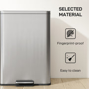 Stainless Steel 20L Pedal Kitchen Bin with Soft Close Lid and Removable Inner Bucket for Home