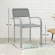 Garden Dining Chair Set of 4 Stackable Rattan Effect with Armrests Light Grey Outsunny