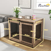 Large Dog Crate Furniture with Sliding Door Wooden Pet Cage 98 x 60 x 78cm Walnut Brown by PawHut