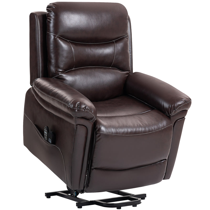 Electric Power Lift Recliner Chair with Massage Heat and USB for Elderly Comfort, Brown
