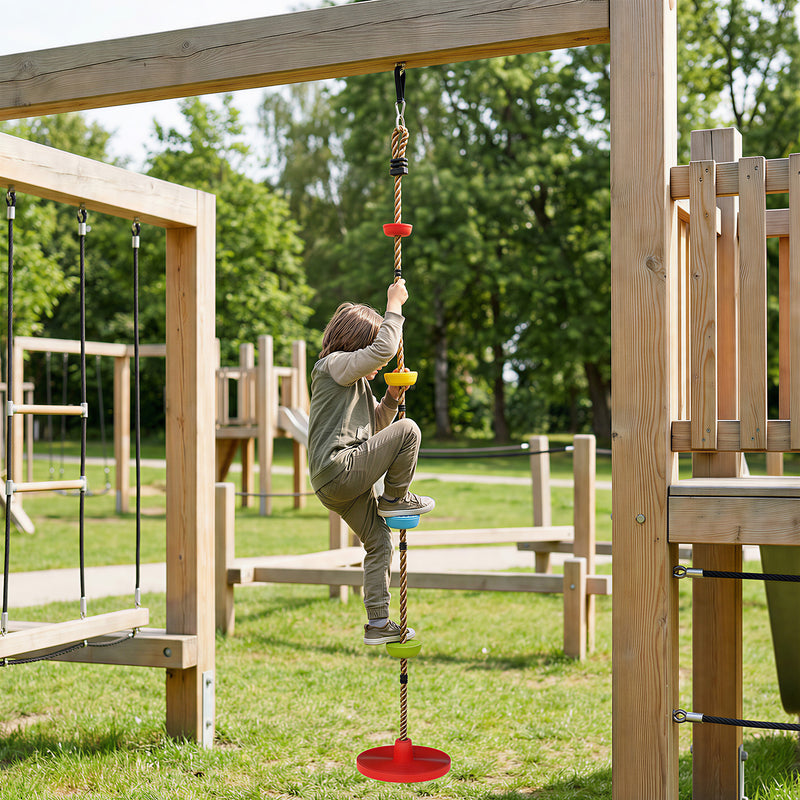 Children’s Garden Tree Swing With Climbing Footrests for Active Outdoor Play Red