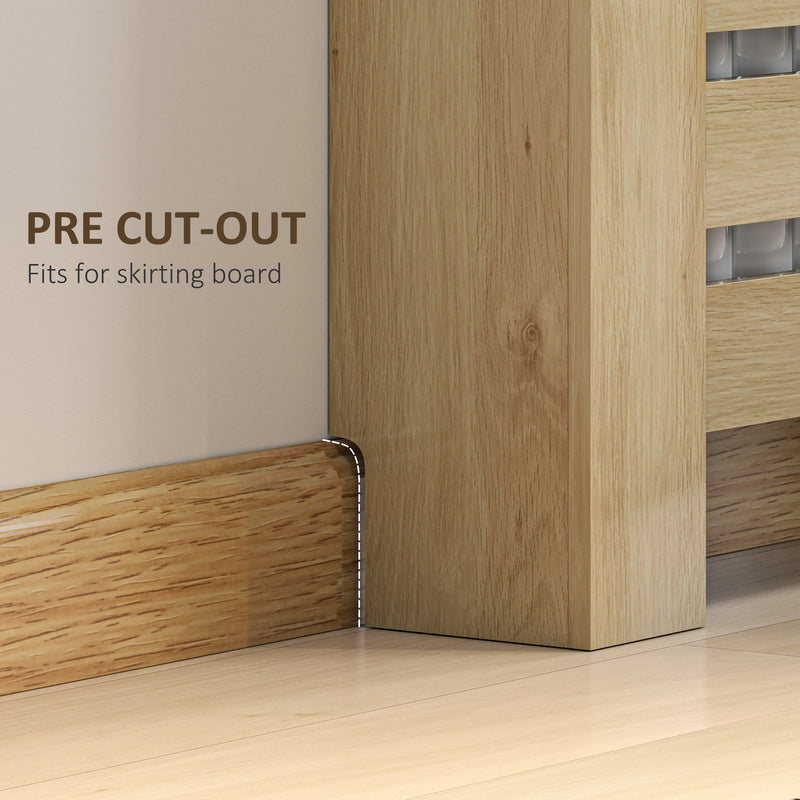 Close-up of the pre-cut notch in the base that fits over a skirting board