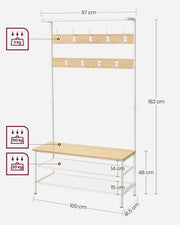 Full dimensions and load capacity diagram, 100 x 41.5 x 182 cm