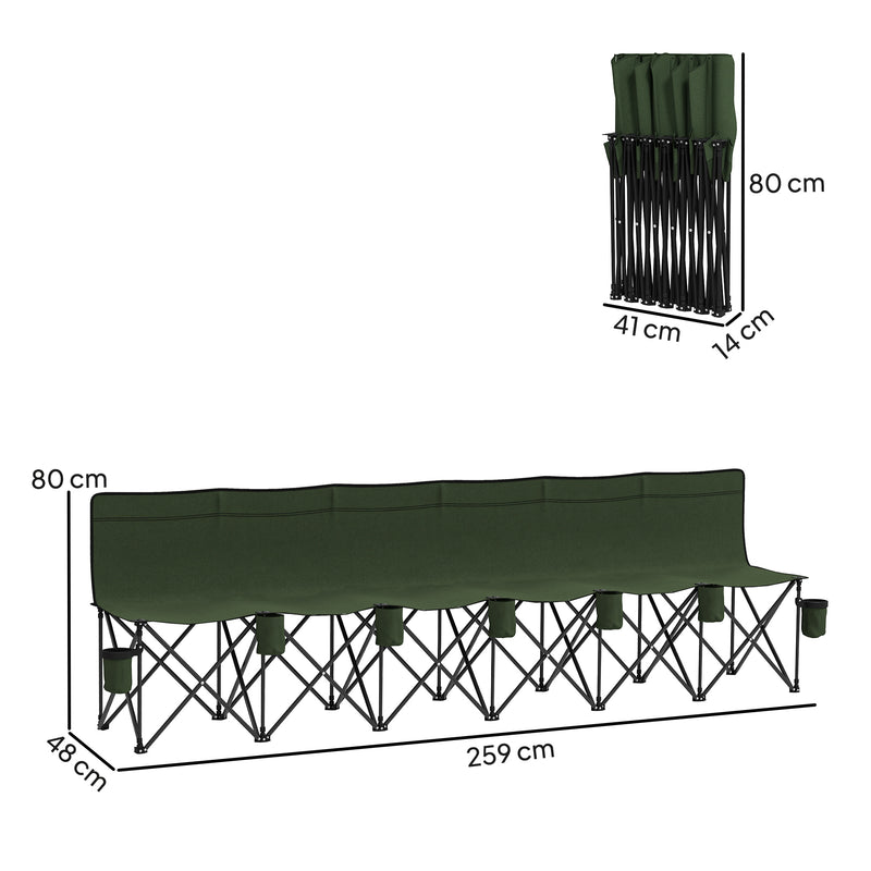 Folding 6 Seater Camping Bench for Easy Group Seating with Carry Bag Green