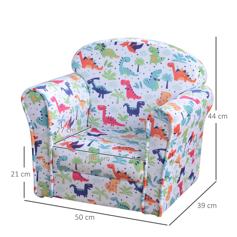Kids Flannel Armchair with Dinosaur Print Ideal for Playroom or Bedroom, Green