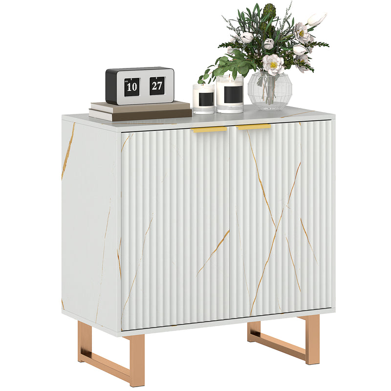 White and Gold Storage Sideboard with Elegant Design by HOMCOM