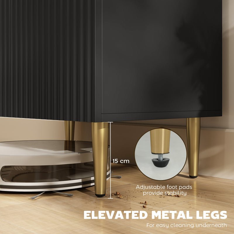 Adjustable Sideboard with Storage Shelves Ideal for Living Room or Hallway Black AOSOM