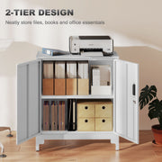 Metal Storage Cabinet with Lockable Doors for Secure Home or Office Organisation White AOSOM