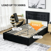 Black Double Ottoman Bed Frame with Spacious Front Drawer for Extra Storage