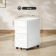 White Metal 3 Drawer Lockable Mobile File Cabinet for A4 and Legal Files by Vinsetto