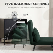 Green 4 in 1 Velvet Feel Double Sofa Bed with Pillows by HOMCOM