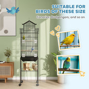 Tall Metal Bird Cage with Swing Perch Food Tray and Handle for Finches Canaries Budgies by PawHut