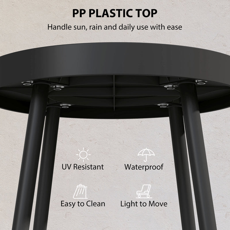 Outdoor Side Table with Weatherproof Top and Stable Frame for Patio or Garden Black Outsunny