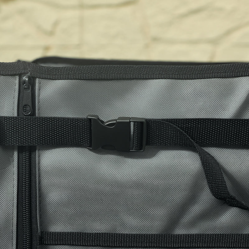 Grey 150L Folding Trolley Wagon with Wheels Brakes and Adjustable Handle by Outsunny