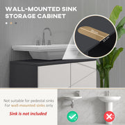 Under Sink Bathroom Cabinet with Shelf and Double Doors for Basin Storage Light Grey AOSOM