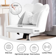 White Velvet Feel Petal Back Office Chair with Swivel and Height Adjustment by HOMCOM