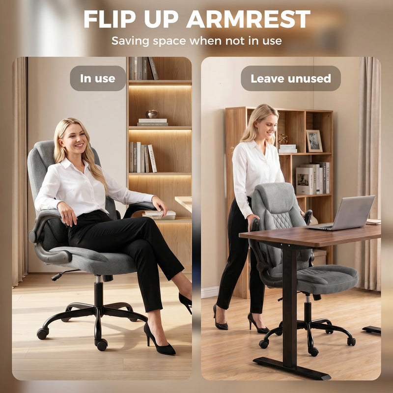Office Chair with Flip Up Armrests for Space Saving Home Office Comfort