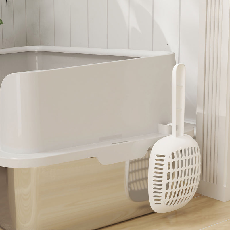 Stainless Steel Cat Litter Box with Detachable Rim Scoop and Odour Control by PawHut