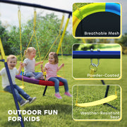Kids Garden Swing Set with Nest and Belt Swings for Safe Outdoor Play Multicolour AOSOM