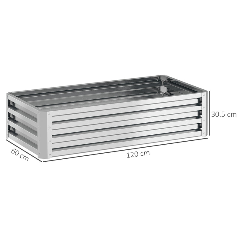 Galvanised Steel Raised Garden Bed for Growing Herbs and Vegetables Outdoors, Silver