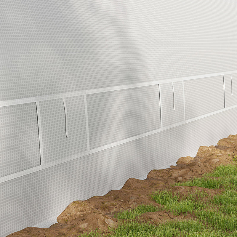 Large Polytunnel Greenhouse With Mesh Door Ventilation and Plant Labels, White