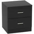 Modern Bedside Table with Two Storage Drawers for Bedroom or Lounge Use Black AOSOM