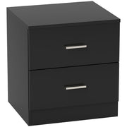 Modern Bedside Table with Two Storage Drawers for Bedroom or Lounge Use Black AOSOM