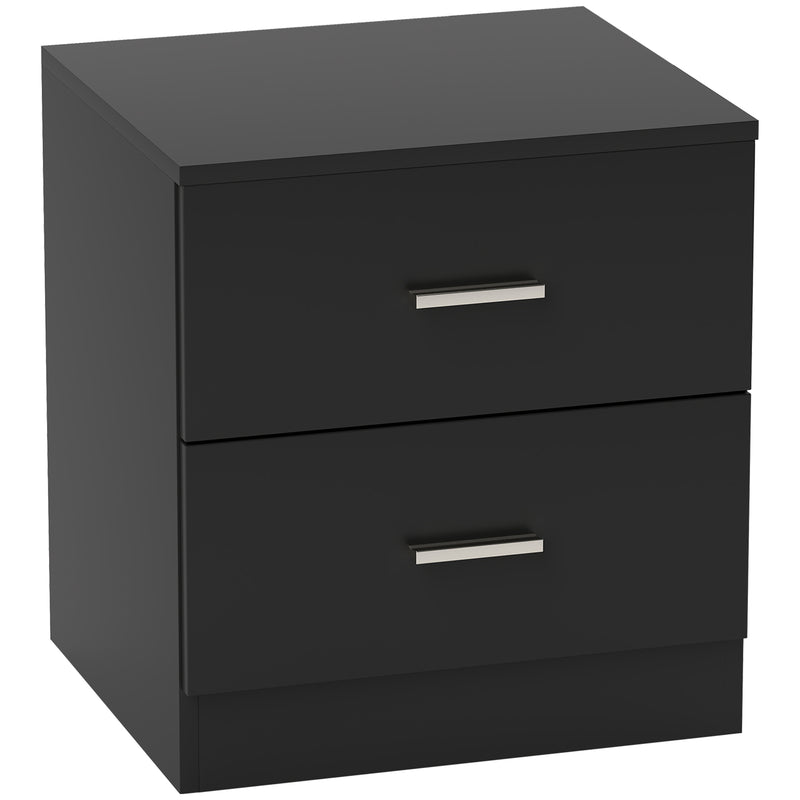Modern Bedside Table with Two Storage Drawers for Bedroom or Lounge Use Black AOSOM