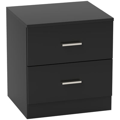 Modern Bedside Table with Two Storage Drawers for Bedroom or Lounge Use Black AOSOM