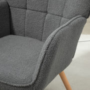 Grey Teddy Fleece Wingback Accent Chair with Padded Seat by HOMCOM