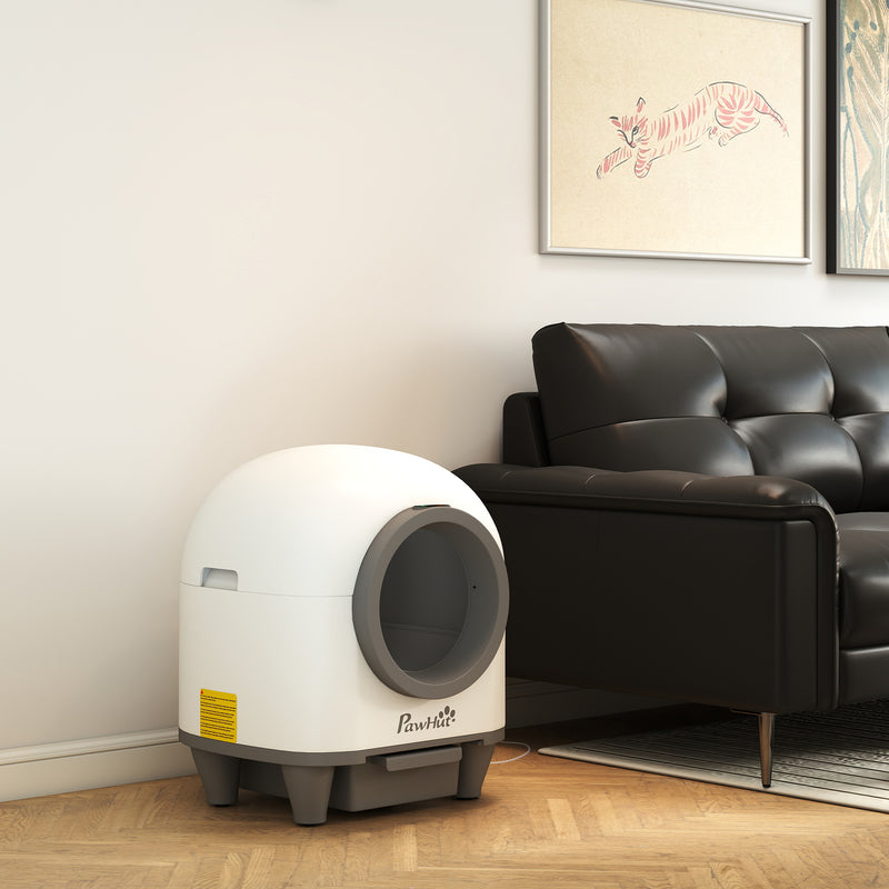 Extra Large Self Cleaning Cat Litter Tray with App Control and Odour Removal, Grey