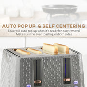 Fast Boil Kettle and 4 Slice Toaster Set with 7 Browning Levels and Crumb Tray Grey