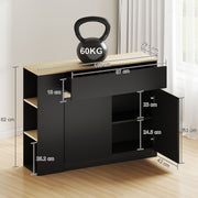 Sideboard with Adjustable Shelves for Space Saving Storage in Dining Room or Kitchen Oak Wood Effect AOSOM