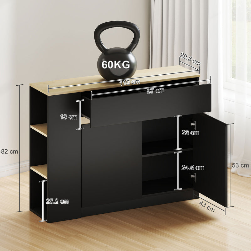 Sideboard with Adjustable Shelves for Space Saving Storage in Dining Room or Kitchen Oak Wood Effect AOSOM